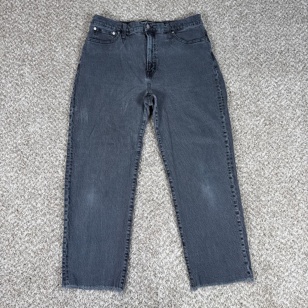 Madewell‎ Jeans Womens 32 Gray The Perfect Vintage Straight Frayed Hem Cropped